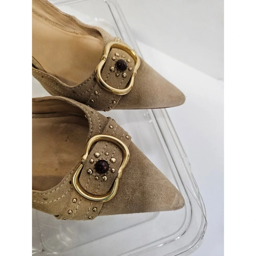 Michael Kors Tan Pointed-Toe Stiletto‎ Heel Pumps with Buckle Women's Size 7